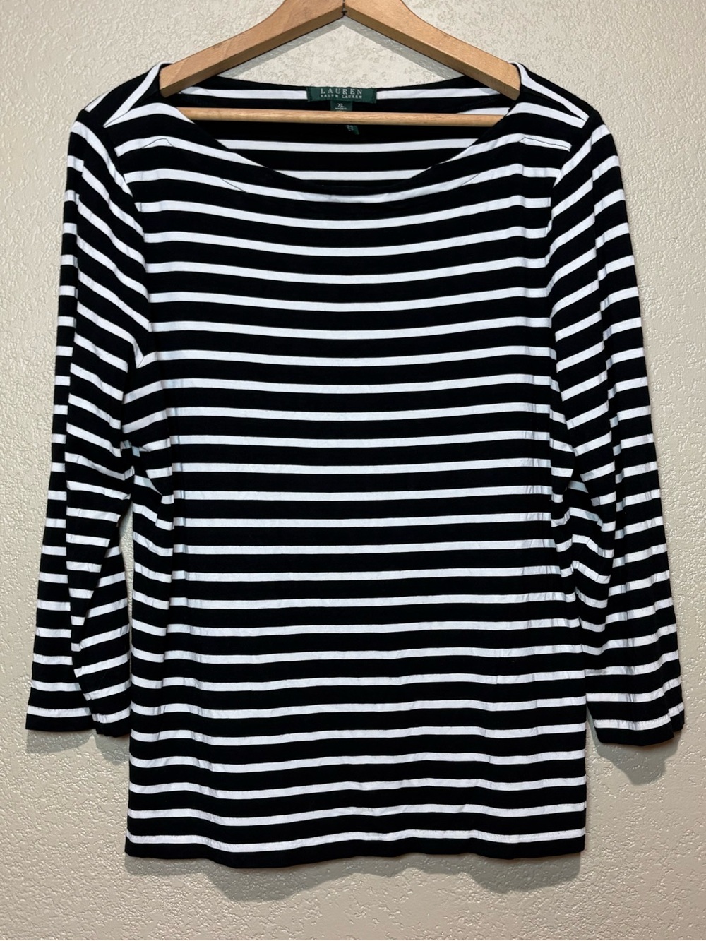 Lauren Ralph Lauren Black & White Striped Long Sleeve Tee